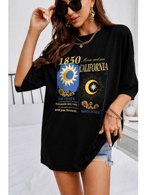 Tarzsokak Kadın Mavi 1850 Oversize Bisiklet Yaka Tshirt