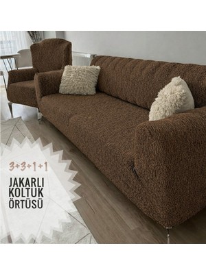 Empressco Jakarlı Düz Desen 3311 Koltuk Örtüsü Kanepe Örtüsü | Lastikli Koltuk Örtüsü | Koltuk Kılıfı Takımı