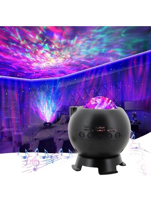 Ozka Concept Galaksi Gökyüzü Yıldızları Yansıtan Gece Lambası Hoparlör Özellikli LED Rgb Işıklı Tel