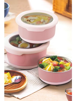 Ozka Concept Yuvarlak Saklama Kabı 1200 ml Pembe VP-936, Pembe