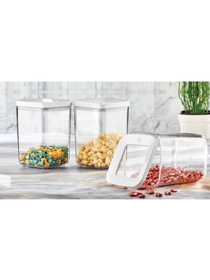 Ozka Concept 3 Lü 1000 ml Kare Saklama Kabı, Beyaz