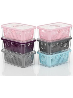 Ozka Concept Arsimo 6'lı Süzgeçli Fresh Saklama Kabı Seti 1.6 Lt Plastik Saklama Set 6 Adet