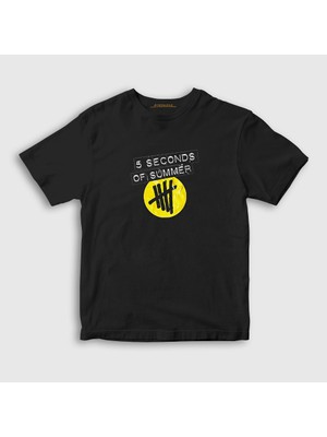 Presmono Unisex Çocuk Siyah Logo V2 5 Seconds Of Summer T-Shirt