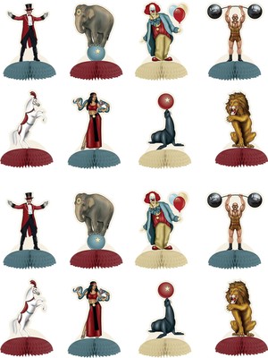 Ozka Concept Beistle Circus Mini Masa Başlıkları, 16 Adet, 12,7 Cm, Çok Renkli