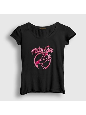 Presmono Kadın Siyah Neon Mötley Crüe T-Shirt