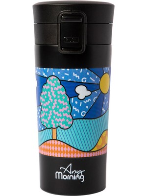 Ozka Concept Any Morning 380 ml Paslanmaz Çelik Termos Mug, Çift Katmanlı, Sızdırmaz Kapaklı, Siyah BA21522