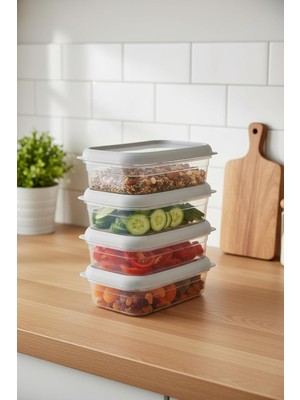 Ozka Concept Bernardo Hide Plus 4'lü Saklama Kabı 700 ml Beyaz