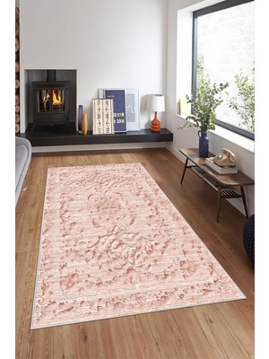 Ozka Concept Pelangi Pembe Osmanlı Motifler Eskitme Yıkanabilir Kaymaz Taban Tutmaz Salon Halısı
