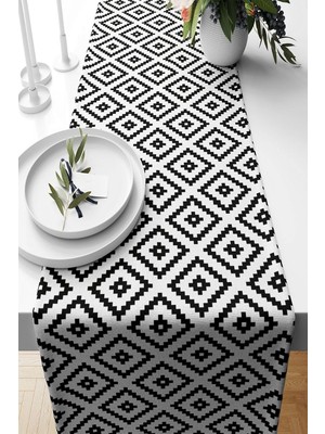 Ozka Concept Pelangi Siyah Baklava Geometrik Desen Tutmaz Kumaş Salon Mutfak Masa Değişik Ranır R