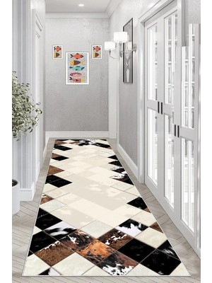 Ozka Concept Pelangi Dana Derisi Desenli Dijital Baskı Yıkanabilir Kaymaz Taban Salon Halı, Bej 80 x 200,