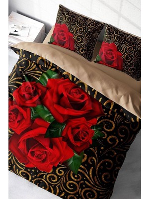 Ozka Concept Monohome Gold & Roses 3D Çift Kişilik Nevresim Takımı, MONOHOME9451