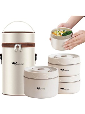 Ozka Concept Valkyrie 3 Gözlü Paslanmaz Çelik Isı Yalıtımlı Yemek Kabı Seti Çantalı 304 Steel 2 x 420ML + 550ML