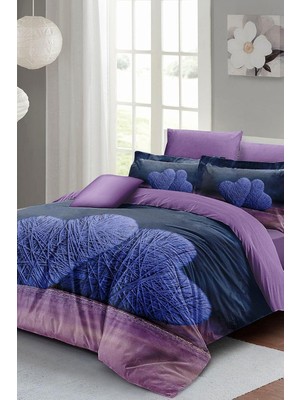 Ozka Concept MONOHOME%100 Pamuk Saten Çift Kişilik Nevresim Takımı Wool Heart - Gri, MONOHOME35808
