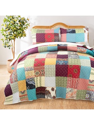 Ozka Concept Greenland Renee Upcycle Benzersiz Kalan Kumaş Pamuk Astarlı Yorgan Seti, 3 Parça Tam/kraliçe