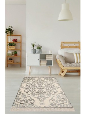 Ozka Concept Pelangi Osmanlı Desen Göbekli Dijital Baskı Yıkanabilir Salon Halısı Yolluk, Bej 80 x 150