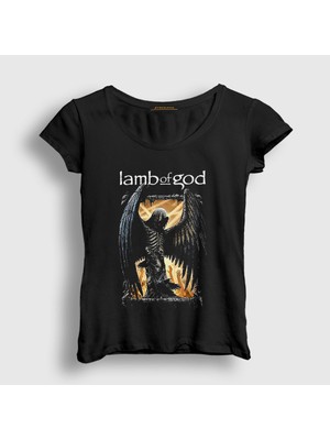 Presmono Kadın Siyah Angel Lamb Of God T-Shirt