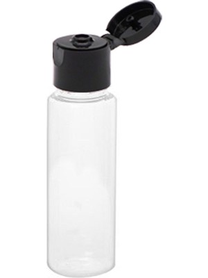 Ozka Concept Makrobay 100 Adet - 30ML Boş Şeffaf Pet Şişe, Açmalı Kapaklı Plastik Şişe - Siyah Kapak