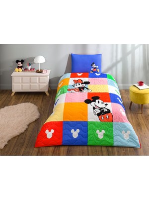 Ozka Concept Taç Minnie & Mickey Standart Pamuk Nevresim Takımı, Çok Renkli, Tek Kişilik