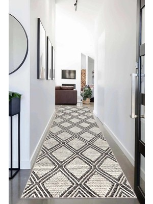 Ozka Concept Pelangi Geometrik Karo Desenli Dijital Baskı Yıkanabilir Kaymaz Taban Etnik Kilim Desen Salon Halı,