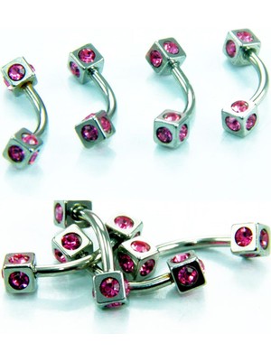 Ozka Concept Rouge Renkli Taşlı Küp Uçlu Kaş Piercing TDGR00512
