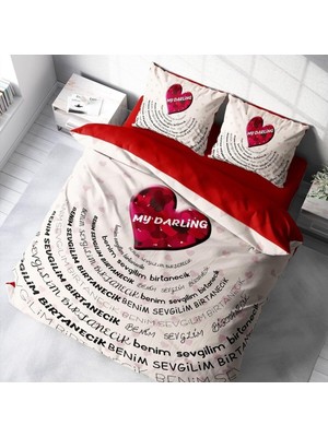 Ozka Concept Monohome King Size Sevgililer Günü Pamuk Saten Çift Kişilik Nevresim Takımı My Darling, MONOHOME450