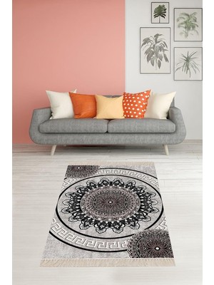 Ozka Concept Pelangi Mandala Desenli Etnik Dijital Baskı Yıkanabilir Kaymaz Taban Tutmaz Salon Halısı Yo