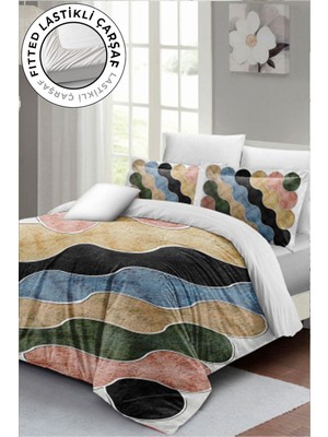 Ozka Concept MONOHOME%100 Pamuk Saten Çift Kişilik Nevresim Takımı Row Colors, MONOHOME35587