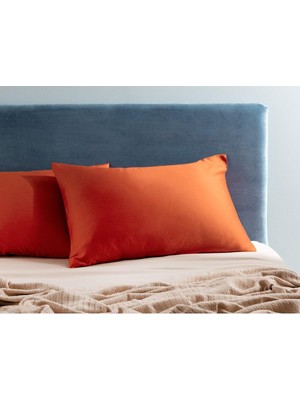 Ozka Concept CIEL%100 Pamuk Saten 2'li Yastık Kılıfı, Turuncu, 50 x 70