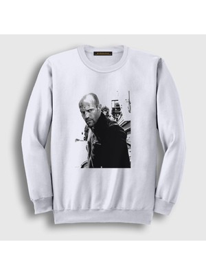 Presmono Unisex Beyaz Crank Jason Statham Sweatshirt