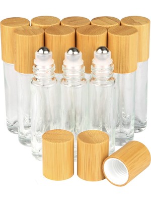 Ozka Concept Şeffaf Yeniden Doldurulabilir Cam Boş Rulo Şişe, 10 ml Bambu Uçucu Yağlar Için Şişe Üzerinde Rulo P