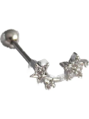 Ozka Concept 316L Çelik Gümüş Renk Zirkon Taşlı Yıldız Tragus Piercing - TJ-PR1245