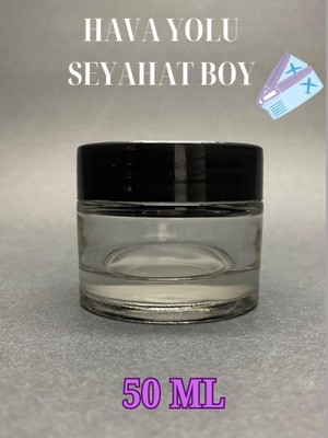 Ozka Concept Makrobay 50 ml Boş Şeffaf Cam Kavanoz Si̇yah Plasti̇k Kapakli Merhem Kutu Seyahat Boy