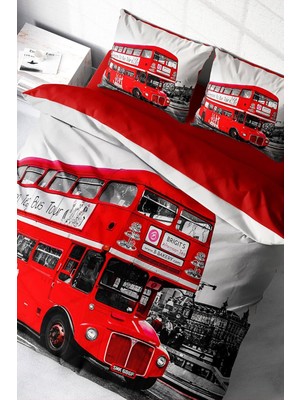 Ozka Concept MONOHOME%100 Pamuk Saten Çift Kişilik Nevresim Takımı London Bus, MONOHOME38137