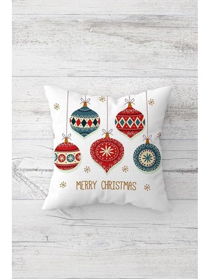 Ozka Concept Pelangi Yılbaşı Merry Christmas Çift Tarafı Baskılı Gizli Fermuar Yastık Kılıfı Kırlent Koltuk Yast