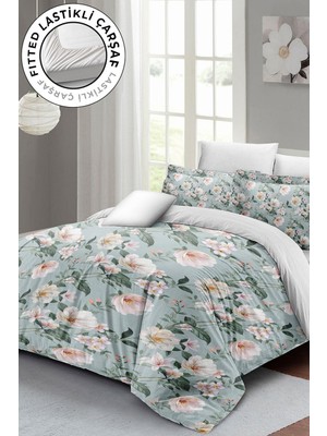 Ozka Concept Monohome Lastikli ÇARŞAFLI%100 Pamuk Saten Çift Kişilik Nevresim Takımı Spring Fresh Luxury, Monoho