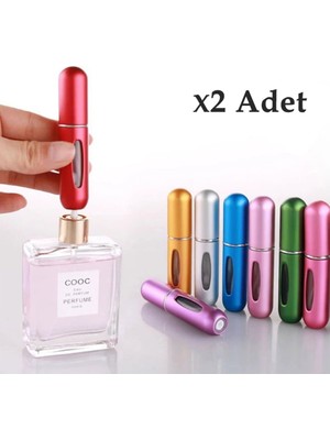 Ozka Concept Mukko X2 Adet Parfüm Şişesi Çanta Içi Mini Doldurulabilir Seyahat Cep Yedek Parfüm Şişesi 5 ml