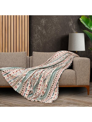 Ozka Concept Latuda Softmicro Boho Etnik Desenli Mikrofiber Koltuk Örtüsü Tv Battaniyesi, Koltuk Şalı