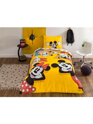 Ozka Concept Taç Mickey & Friends Standart Pamuk Nevresim Takımı, Siyah, Sarı, Kırmızı, Tek Kişilik