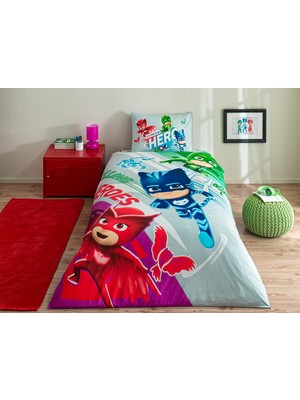 Ozka Concept Taç Pj Masks Team Standart Pamuk Nevresim Takımı, Çok Renkli, Tek Kişilik