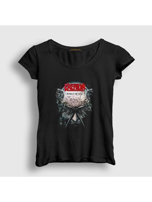 Presmono Kadın Siyah Enemy Of God Kreator T-Shirt