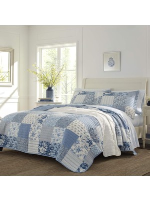 Ozka Concept Laura Ashley - Şal Desenli Yama Işi Koleksiyonu - Yorgan Seti -%100 Pamuk, Ters Çevrilebilir,