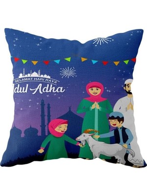 Ozka Concept Pelangi Ramazan Aile Temalı Çift Taraflı Gizli Fermuarlı Yastık Kılıfı Kırlent Koltuk Yastık Kılıfı