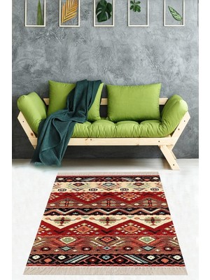 Ozka Concept On The Clouds Kilim Desenli Etnik Dijital Baskı Yıkanabilir Kaymaz Taban Salon Halısı Yol
