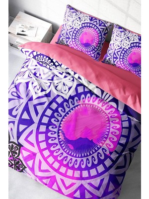 Ozka Concept MONOHOME%100 Pamuk Saten Çift Kişilik Nevresim Takımı Purple Ring, MONOHOME39059