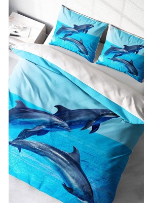 Ozka Concept Monohome Dolphin3 3D Dijital Baskılı Çift Kişilik Nevresim Takımı, MONOHOME4814