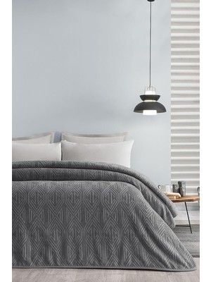 Ozka Concept Puffy Melan Çift Kişilik Emboss Battaniye - Gri, 200 x 220