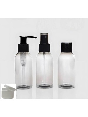 Ozka Concept Seyahat Boy Boş Plastik Şişe Kavanoz Seti 4'li 8697431717596541