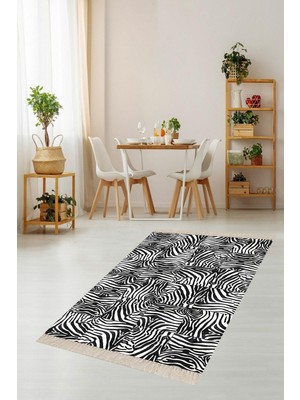 Ozka Concept Pelangi Zebra Desenli Dijital Baskı Yıkanabilir Kaymaz Taban Salon Halısı, Siyah 160 x 230