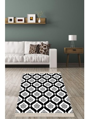 Ozka Concept Pelangi Geometrik Şal Desenli Dijital Baskı Yıkanabilir Kaymaz Taban Etnik Kilim Desen Salon Halı,