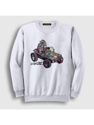 Presmono Unisex Beyaz Geep Gorillaz Sweatshirt